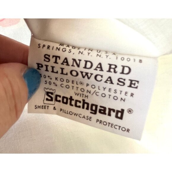 Vintage 70s pillowcase, pink geranium flowers, single casing, Springmaid - Picture 8 of 10